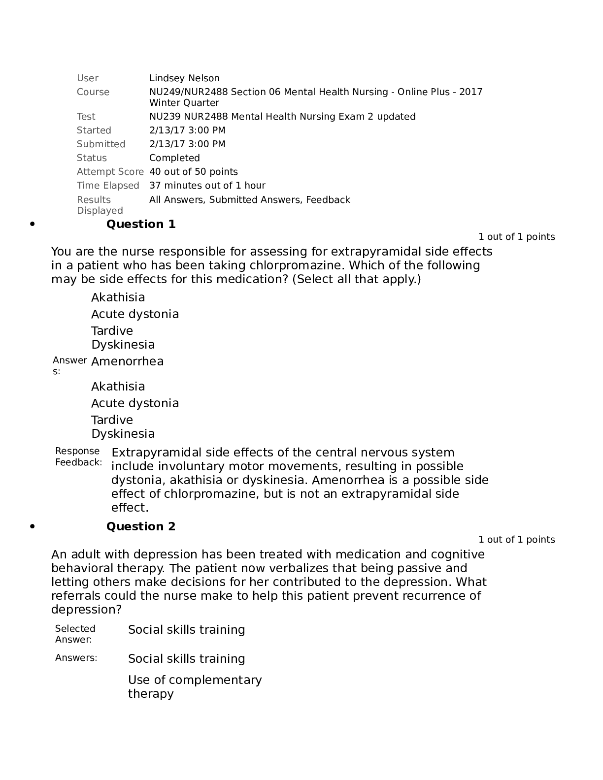 Preview image for NUR 2488 Mental Health Nursing Exam 2